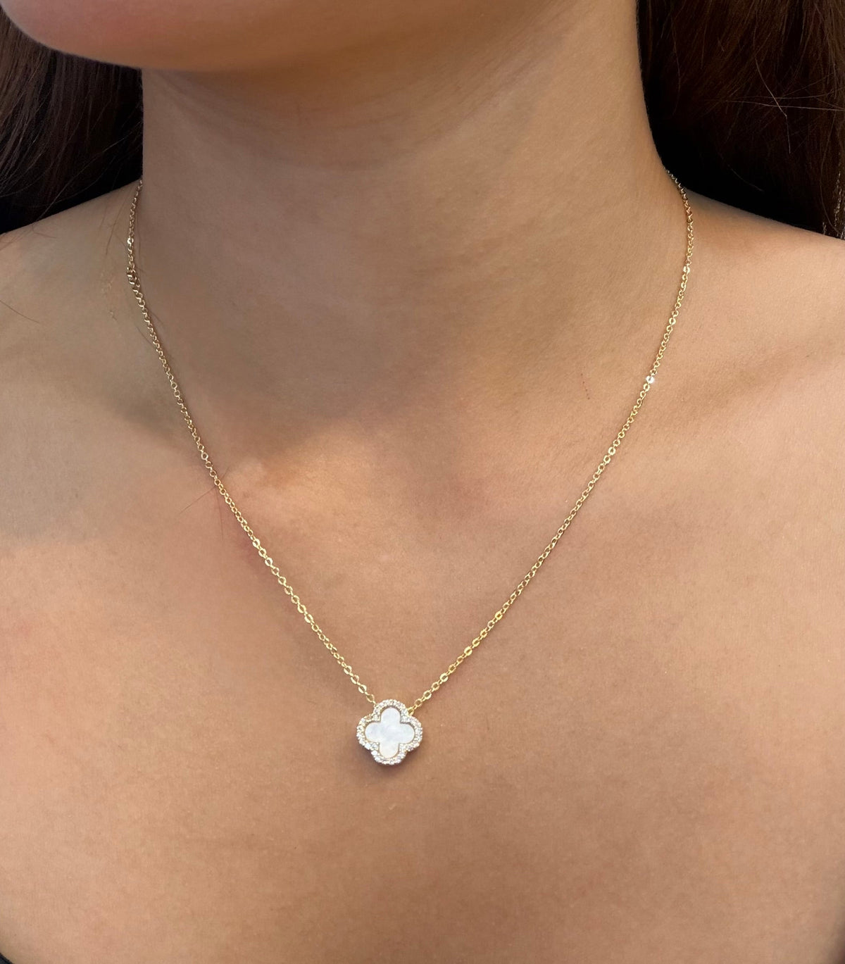 Mother-of-Pearl Clover Jewelry Set – Gold Plated — original product photo 7