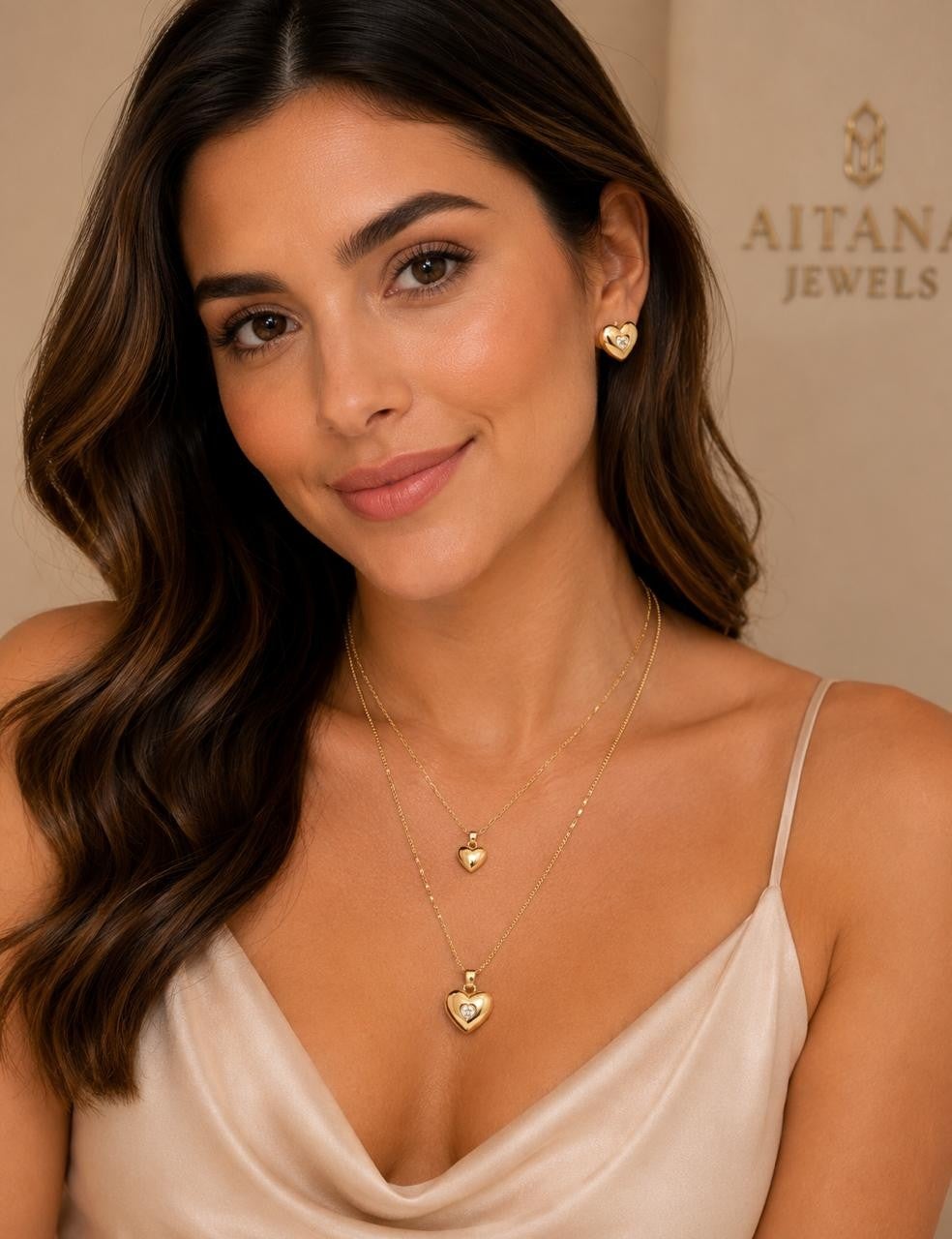 Heart Shine Pendant Jewelry Set – Gold Plated — original product photo 2