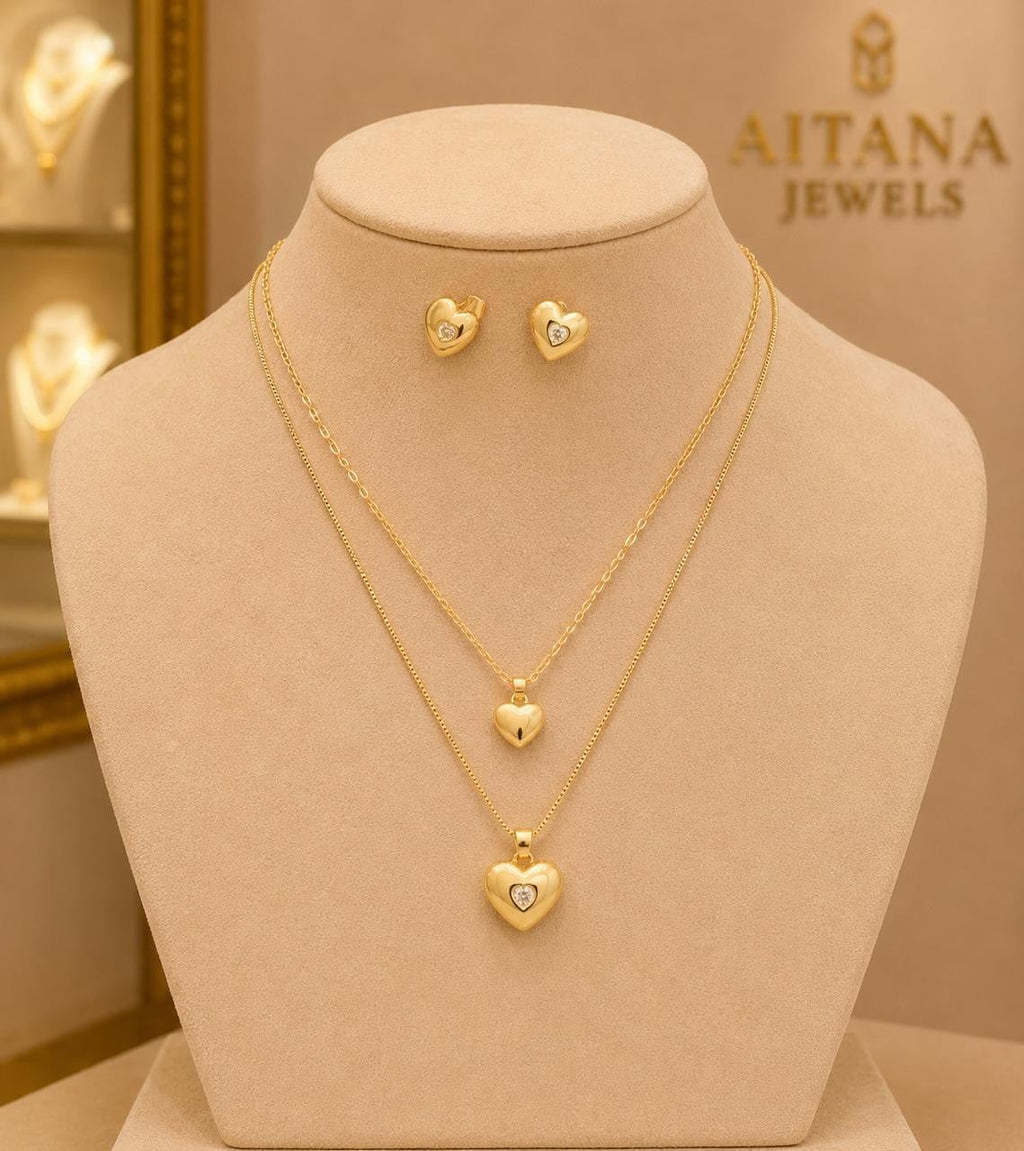 Heart Shine Pendant Jewelry Set – Gold Plated — original product photo 4