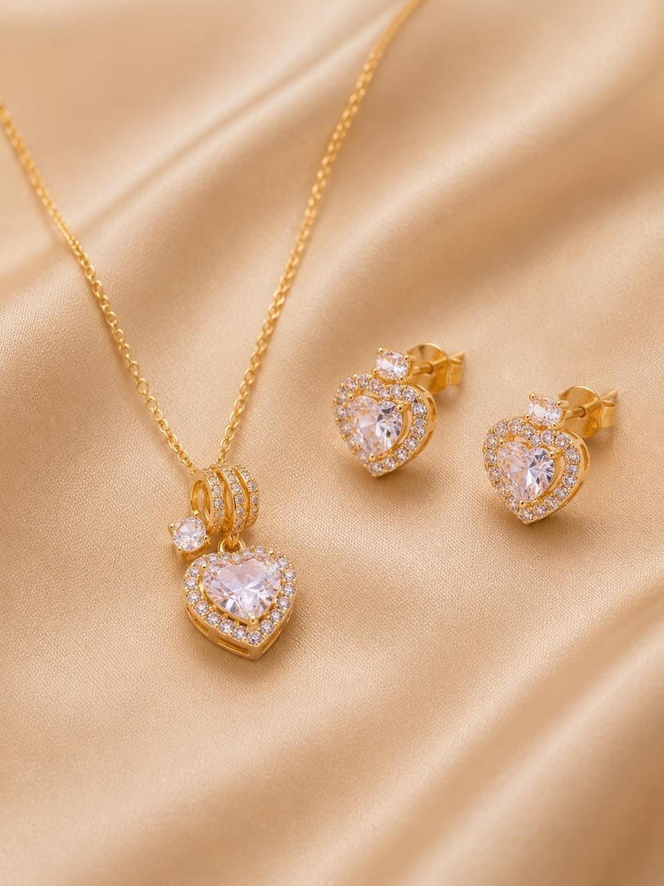 Radiant Heart Cubic Zirconia Jewelry Set – Gold Plated — original product photo 2