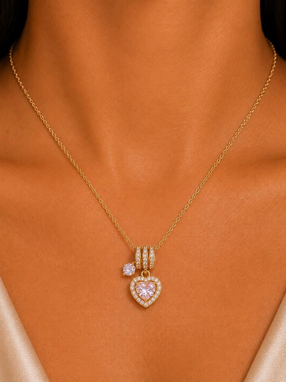Radiant Heart Cubic Zirconia Jewelry Set – Gold Plated — original product photo 3
