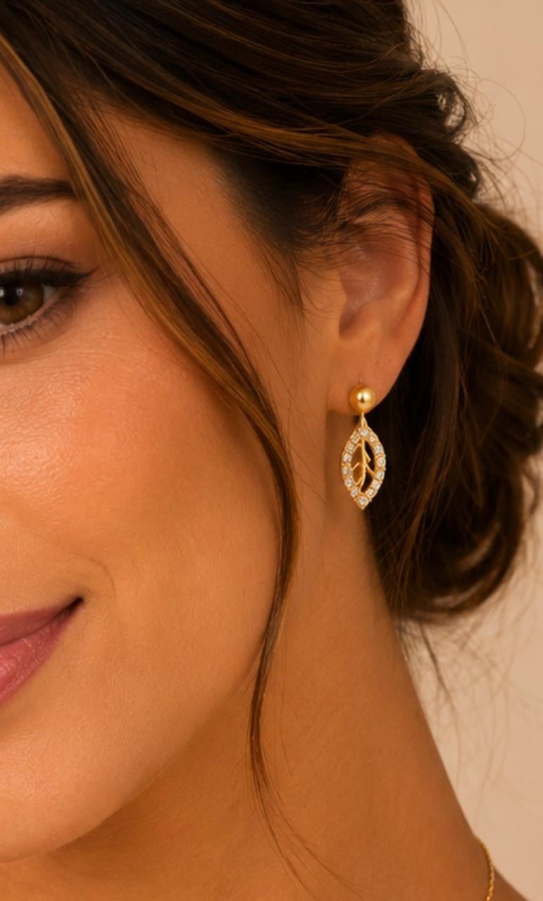 Crystal Leaf & Mother-of-Pearl Jewelry Set – Gold Plated — original product photo 3