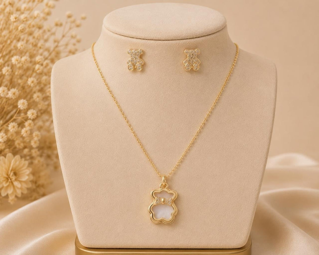 Mother-of-Pearl Teddy Bear Jewelry Set — original product photo 5