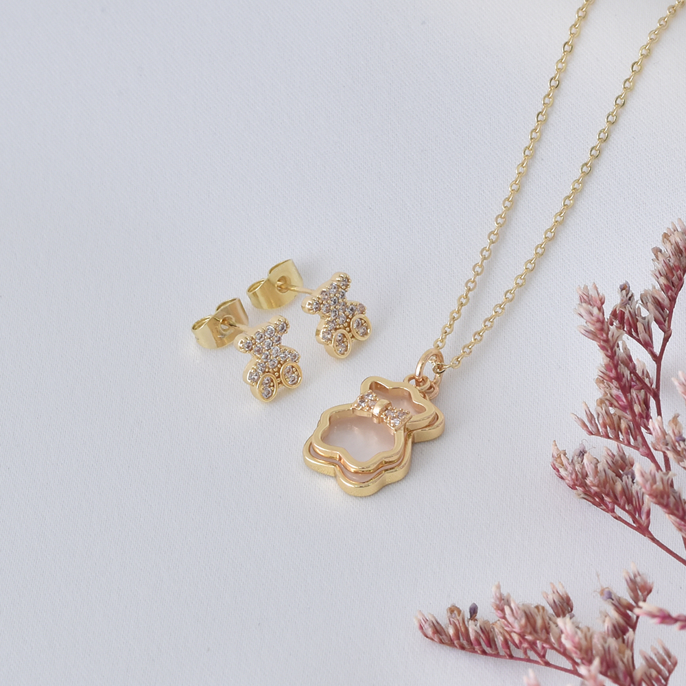 Mother-of-Pearl Teddy Bear Jewelry Set — original product photo 6