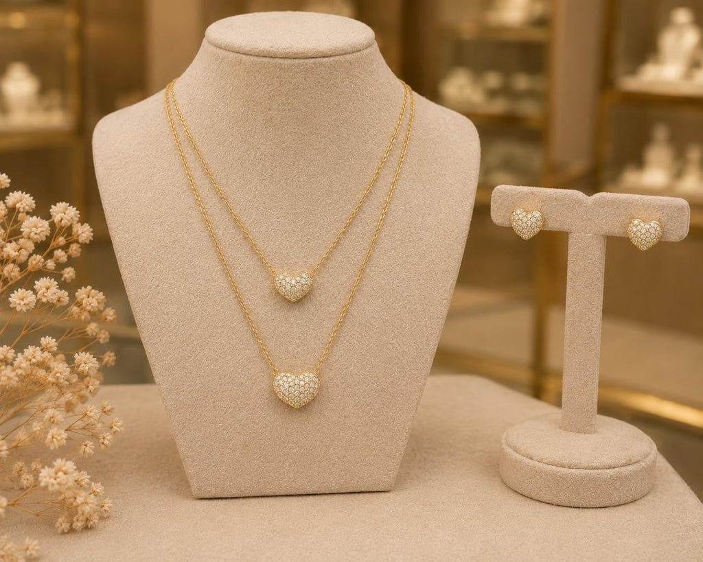 Layered Heart Spark Jewelry Set – Gold Plated — original product photo 3