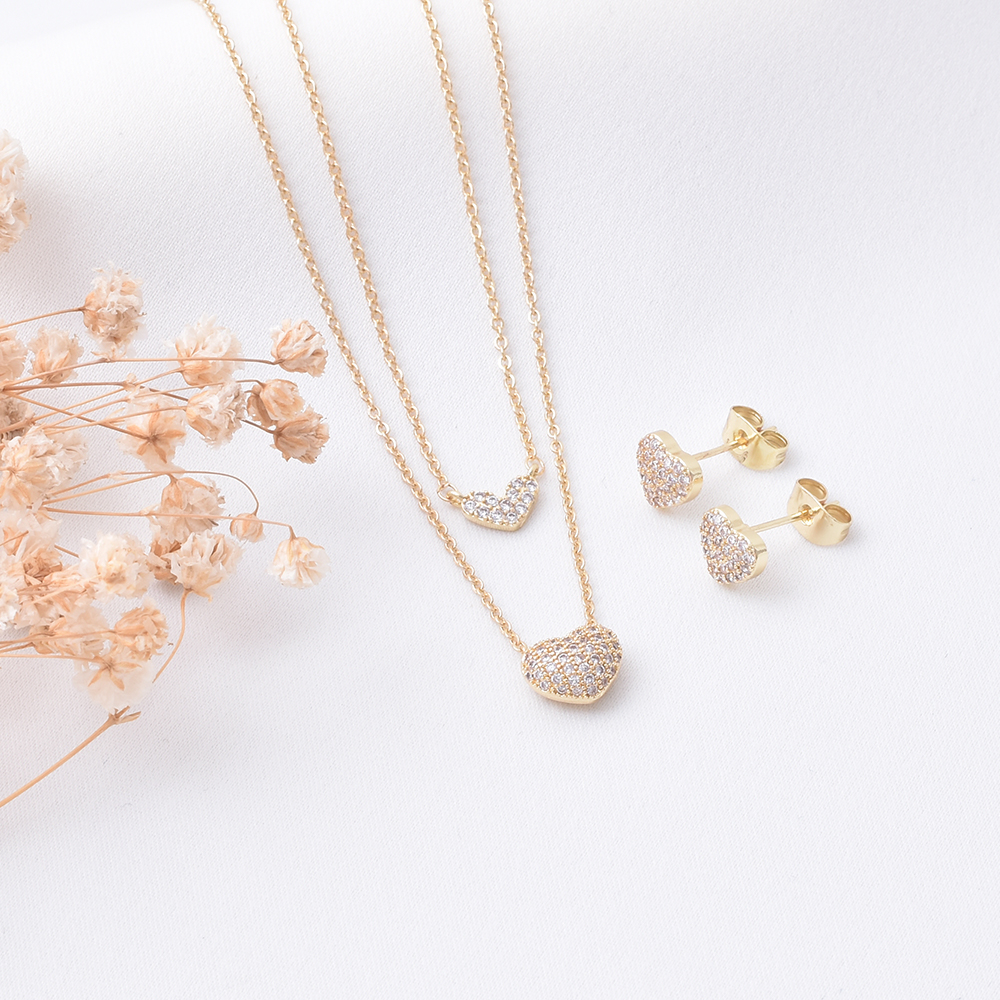 Layered Heart Spark Jewelry Set – Gold Plated — original product photo 4