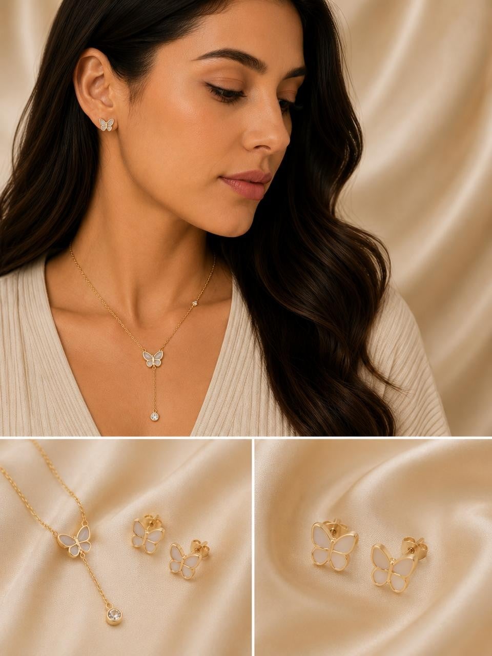 Delicate Butterfly Jewelry Set – Gold Plated — original product photo 2
