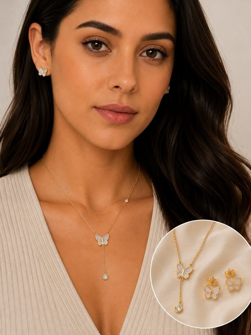 Delicate Butterfly Jewelry Set – Gold Plated — original product photo 3