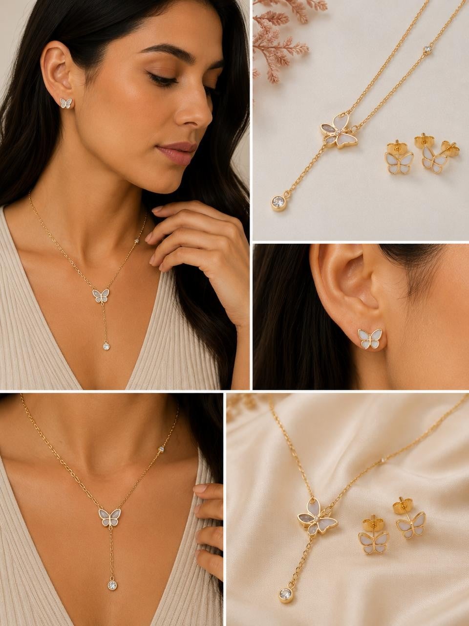 Delicate Butterfly Jewelry Set – Gold Plated — original product photo 4