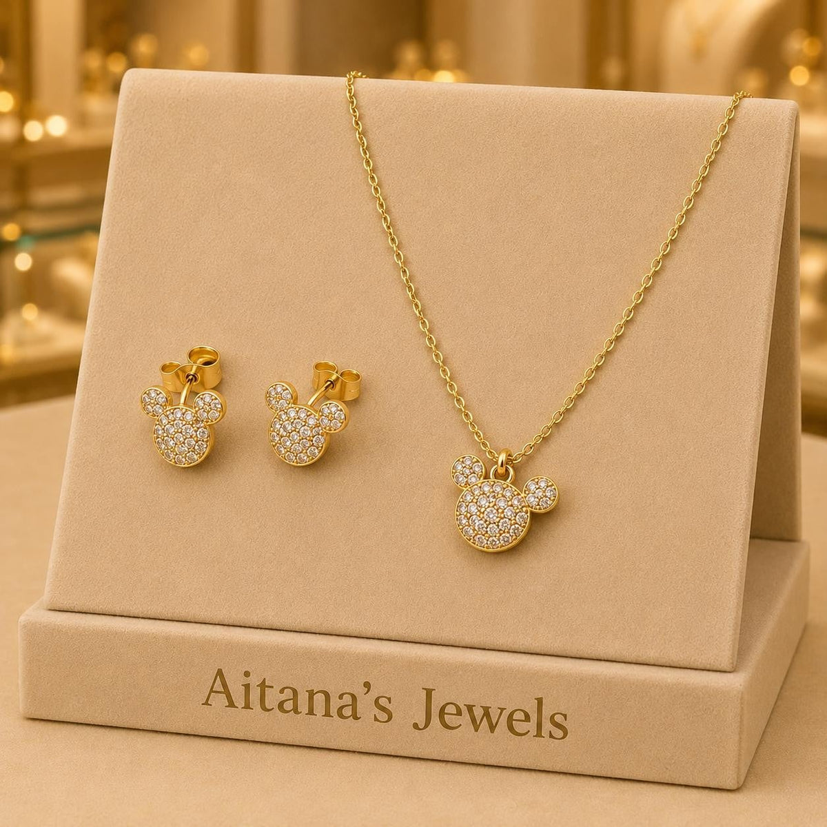 Mini Mouse Pavé Jewelry Set – Gold Plated — original product photo 2