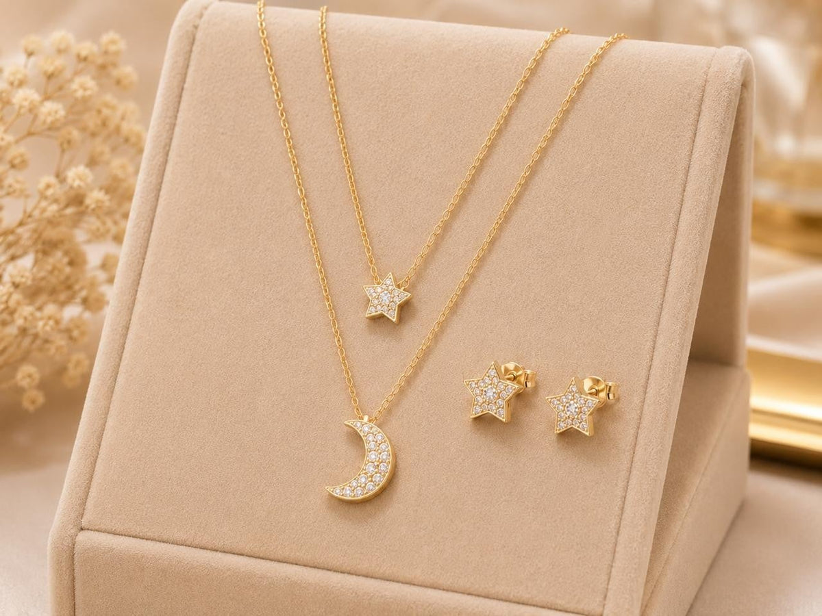 Moon & Star Jewelry Set – Gold Plated — original product photo 5