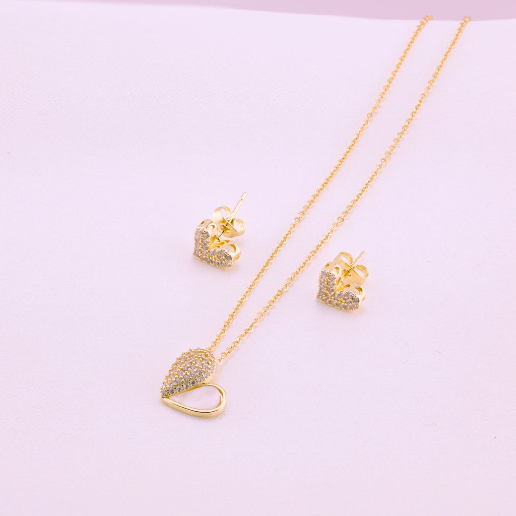 Pavé Heart Drop Jewelry Set – Gold Plated — original product photo 2
