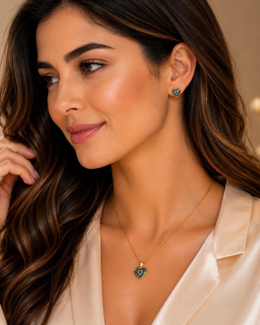 Abalone Heart Jewelry Set – Gold Plated — original product photo 4