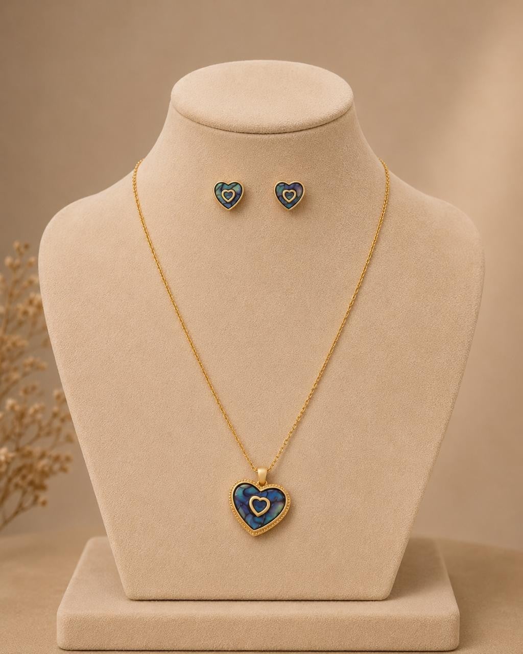 Abalone Heart Jewelry Set – Gold Plated — original product photo 5