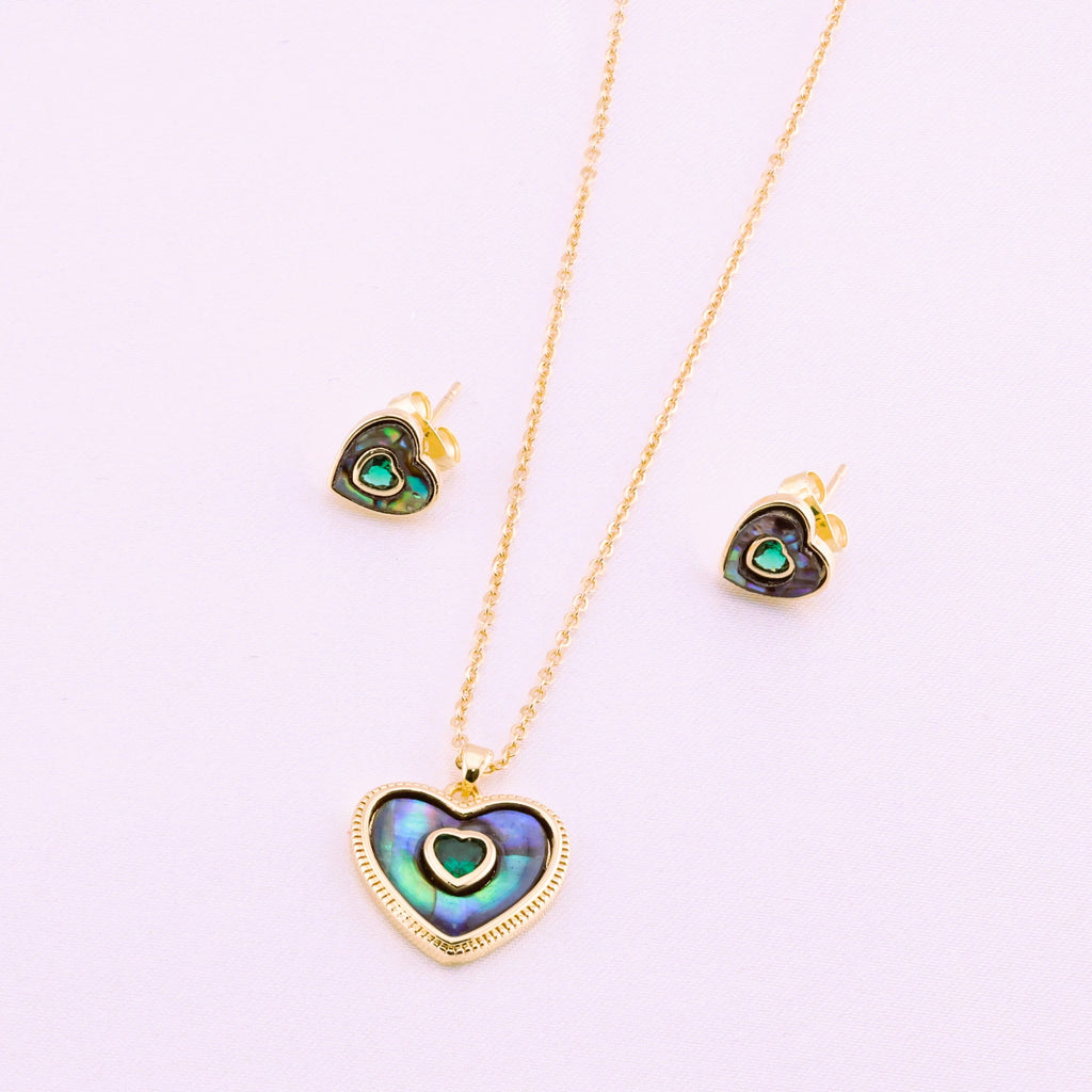 Abalone Heart Jewelry Set – Gold Plated — original product photo 6