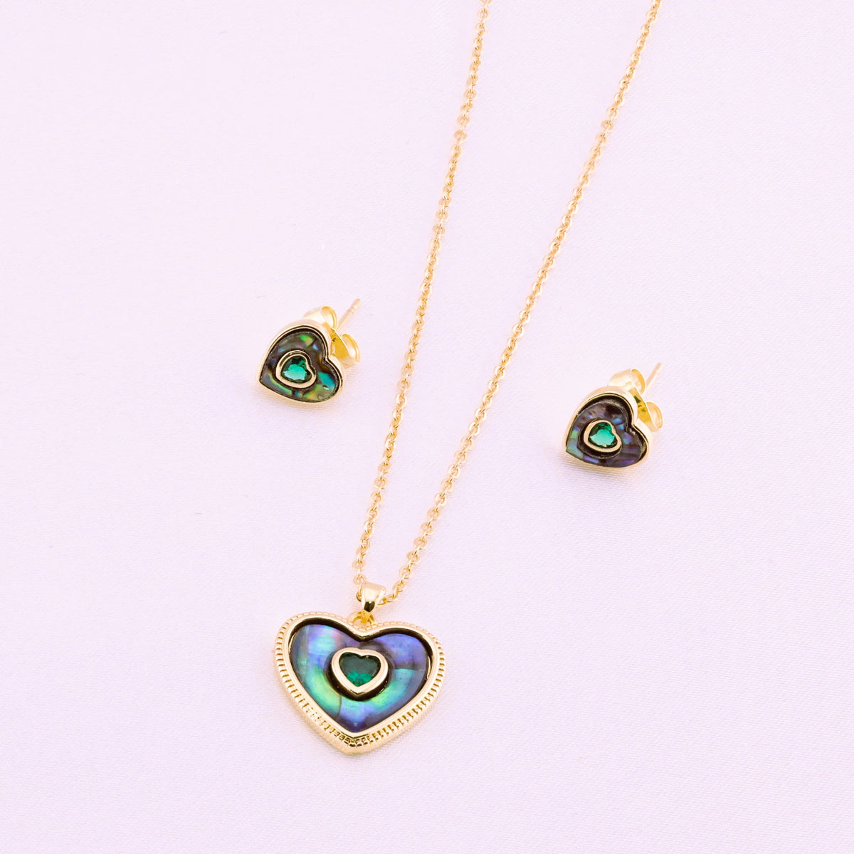 Abalone Heart Jewelry Set – Gold Plated — original product photo 6