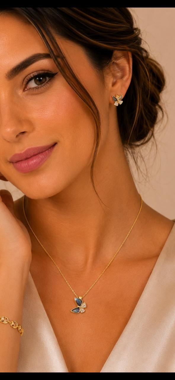 Abalone Butterfly Jewelry Set – Gold Plated — original product photo 2