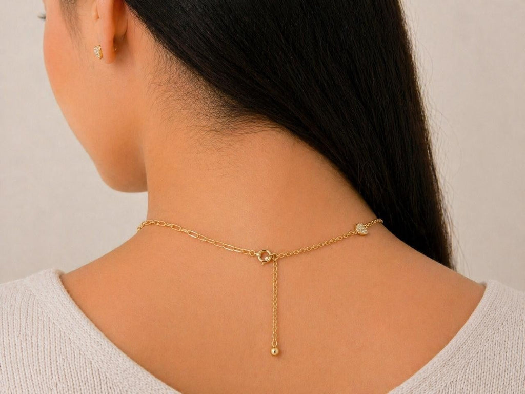 Mixed-Link Pavé Heart Jewelry Set – Gold Plated — original product photo 5