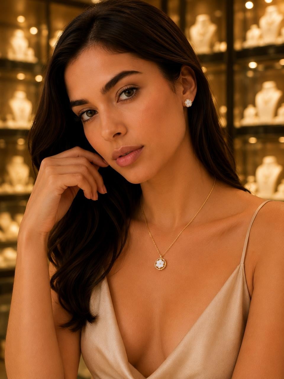 White Clover Halo Jewelry Set – Gold Plated — original product photo 4