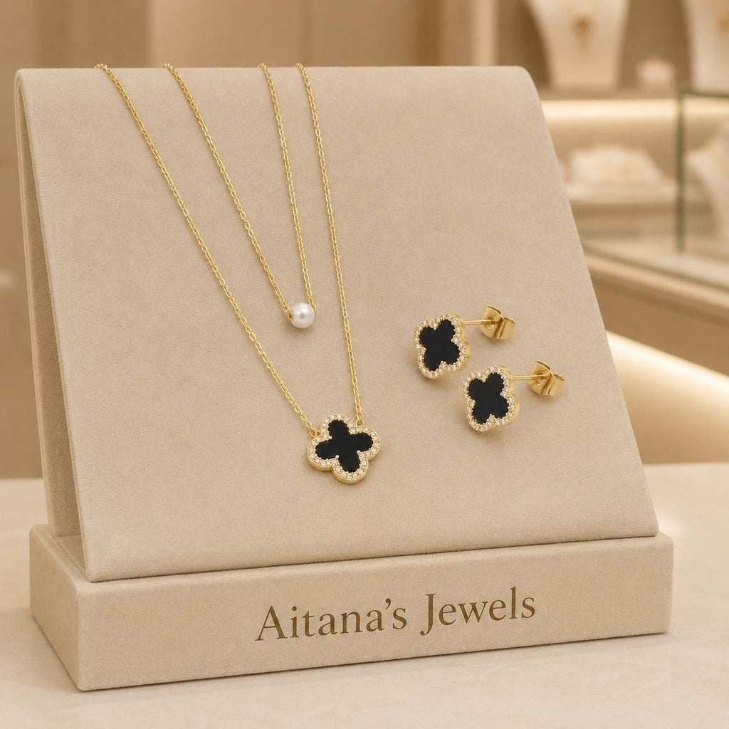 Black Clover Layered Jewelry Set – Gold Plated — original product photo 1