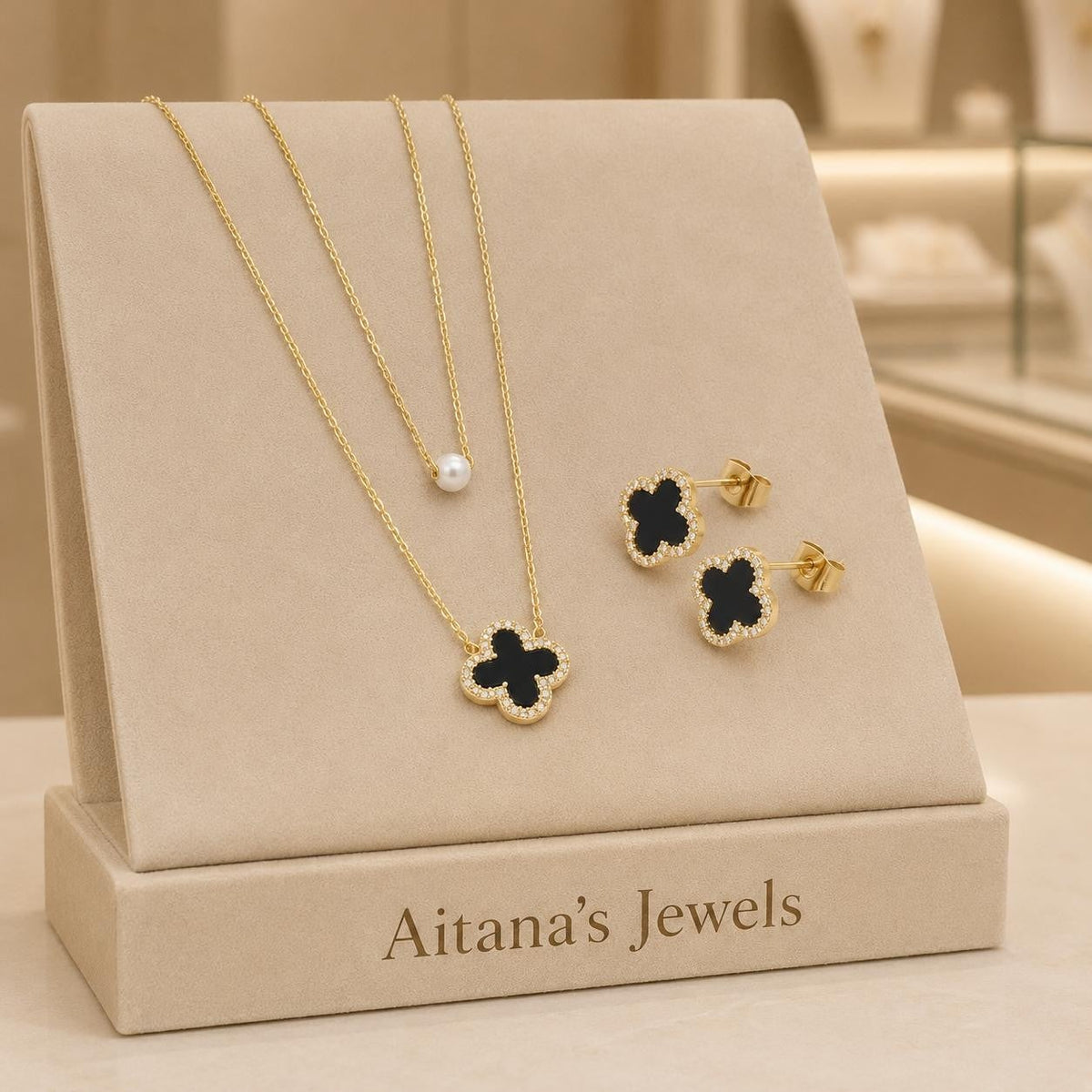 Black Clover Layered Jewelry Set – Gold Plated — original product photo 1