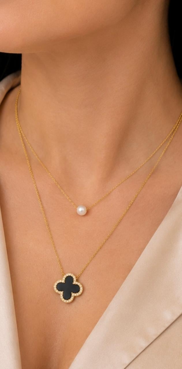 Black Clover Layered Jewelry Set – Gold Plated — original product photo 4