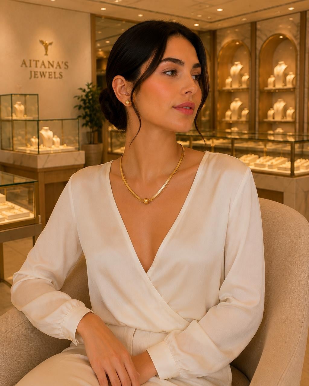 Velvet Texture Sphere Jewelry Set – Gold Plated — original product photo 4