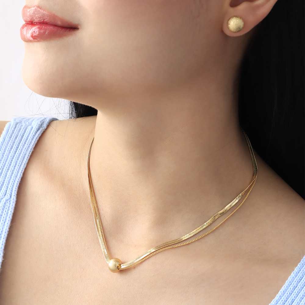 Velvet Texture Sphere Jewelry Set – Gold Plated — original product photo 6
