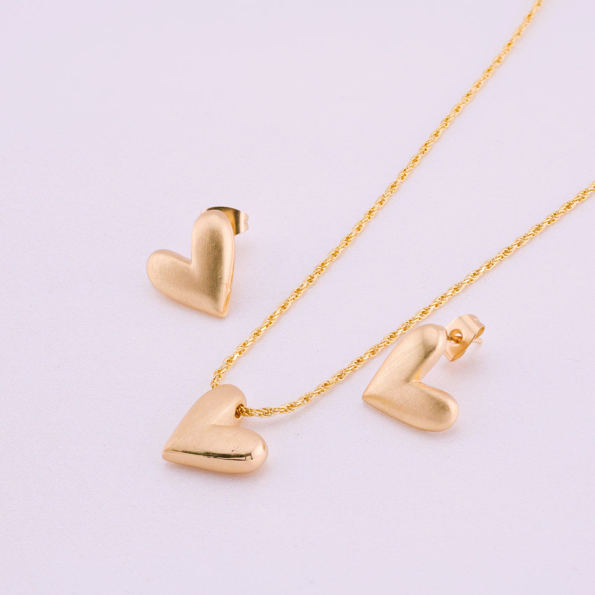 Matte Puffy Heart Jewelry Set — original product photo 3