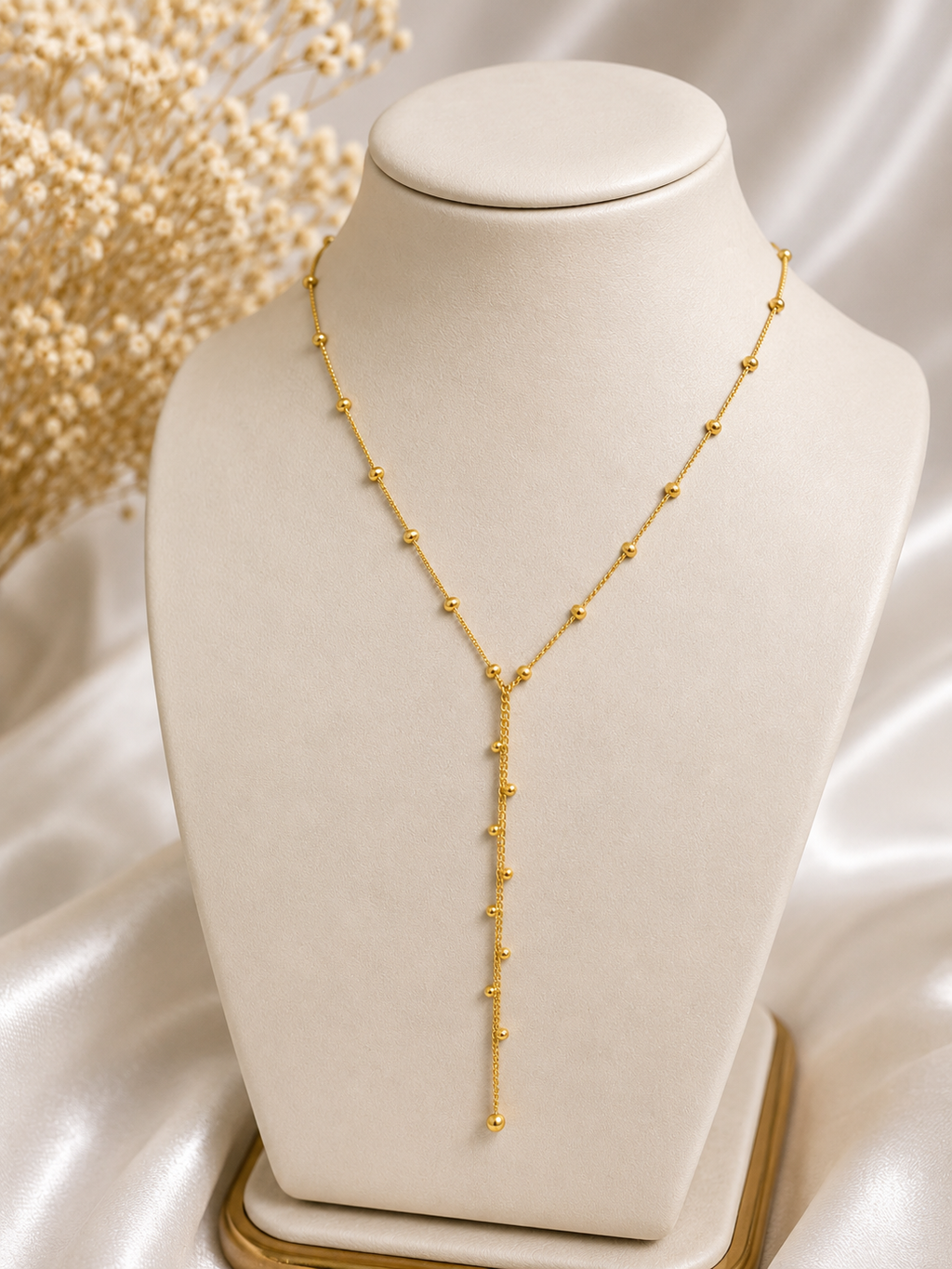 Beaded Lariat Necklace – Gold Plated — original product photo 2