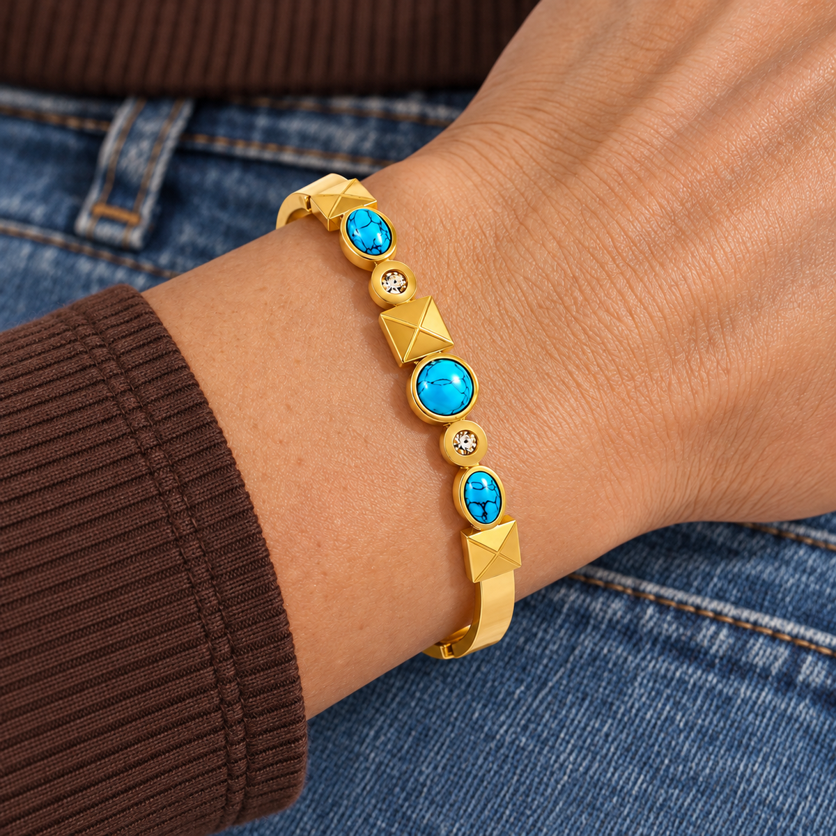 Amina Bracelet worn with contemporary clothing