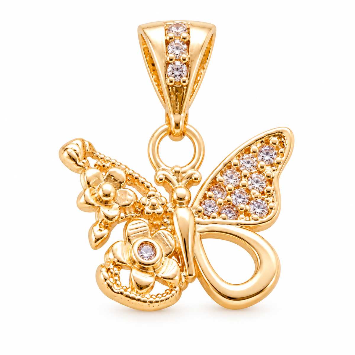 Angel Charm Pendant - 18K Gold Filled, high-definition close-up on white