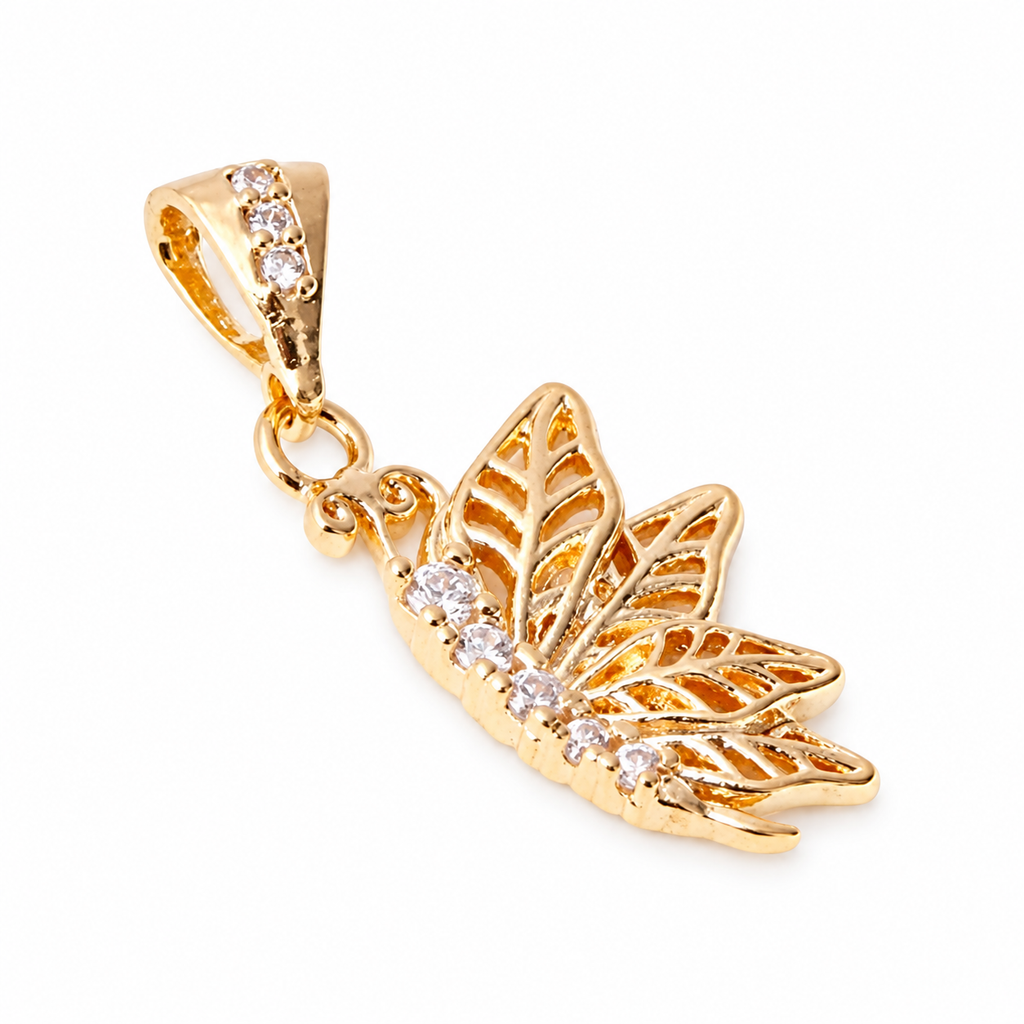 Angel Wing Charm - 18K Gold Filled on a uniform white background