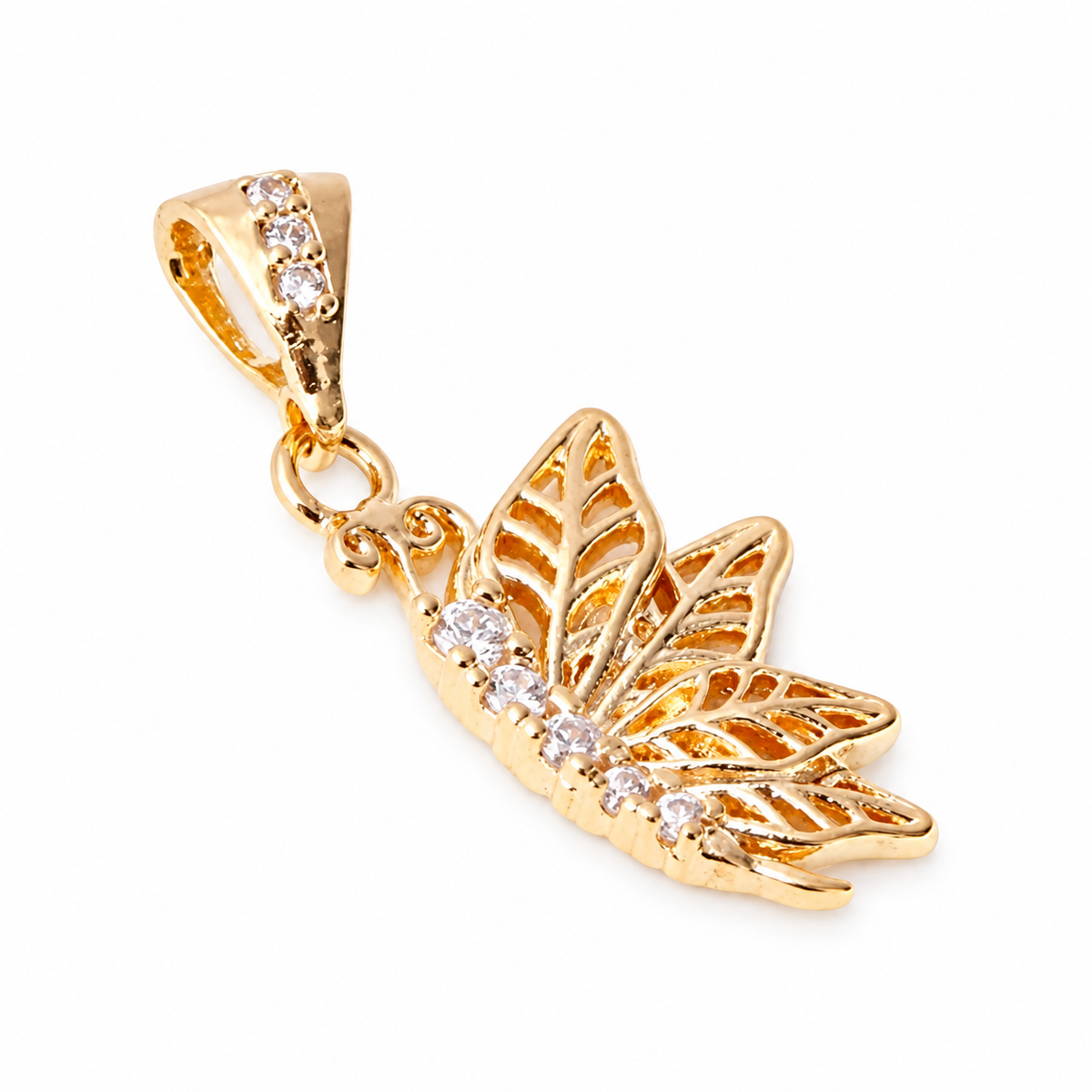 Angel Wing Charm - 18K Gold Filled on a uniform white background