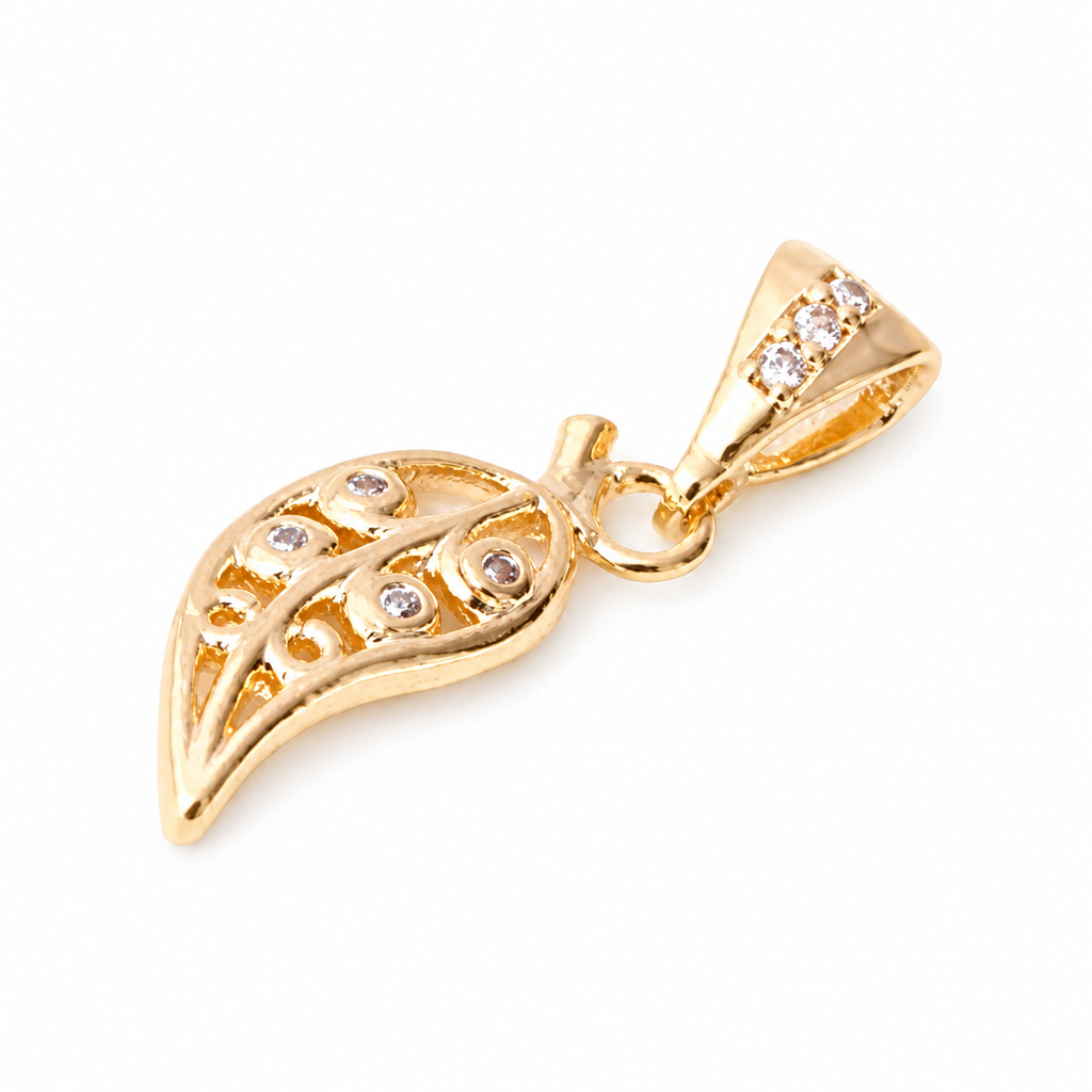 Angel Wing Pendant - 18K Gold Filled on a uniform white background