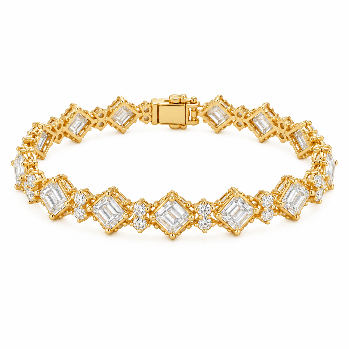 Baguette Tennis Bracelet — full bracelet on white background