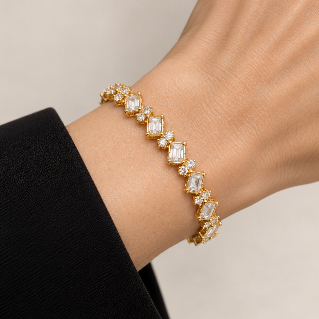 Baguette Tennis Bracelet — worn on wrist