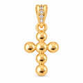 Beaded Cross Pendant - 18K Gold Filled, high-definition close-up on white