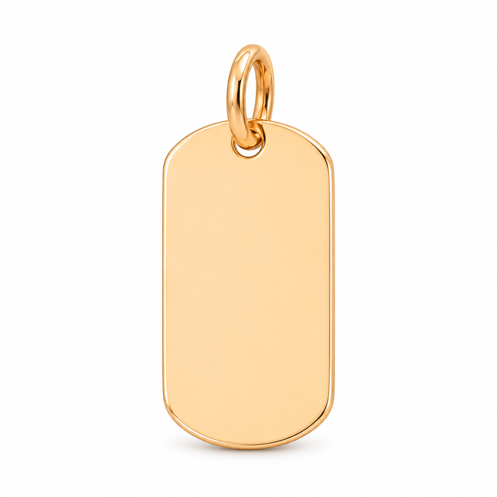 Blank Tag Pendant - 18K Gold Filled, high-definition close-up on white