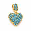Blue Heart Charm Pendant - Gold Plated on white background