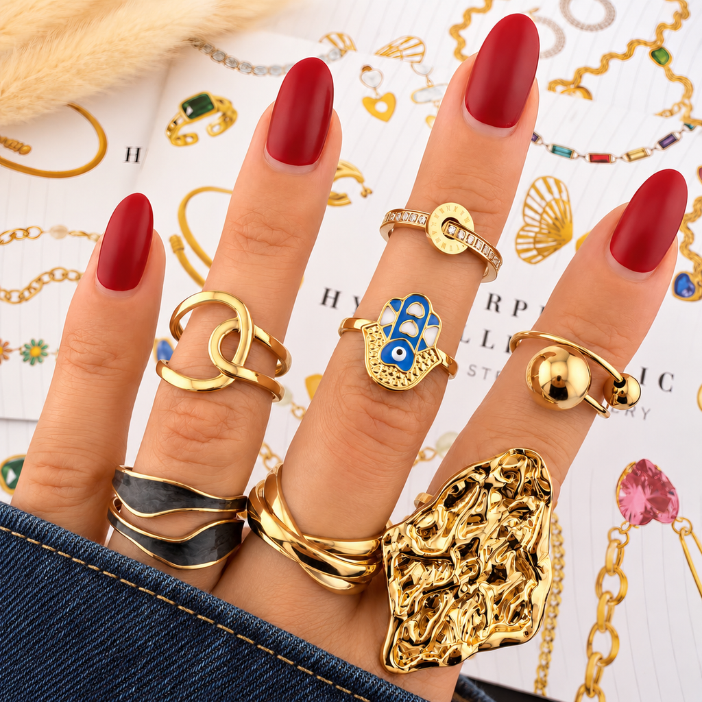Vela Ring — try-on with modern dark clothing