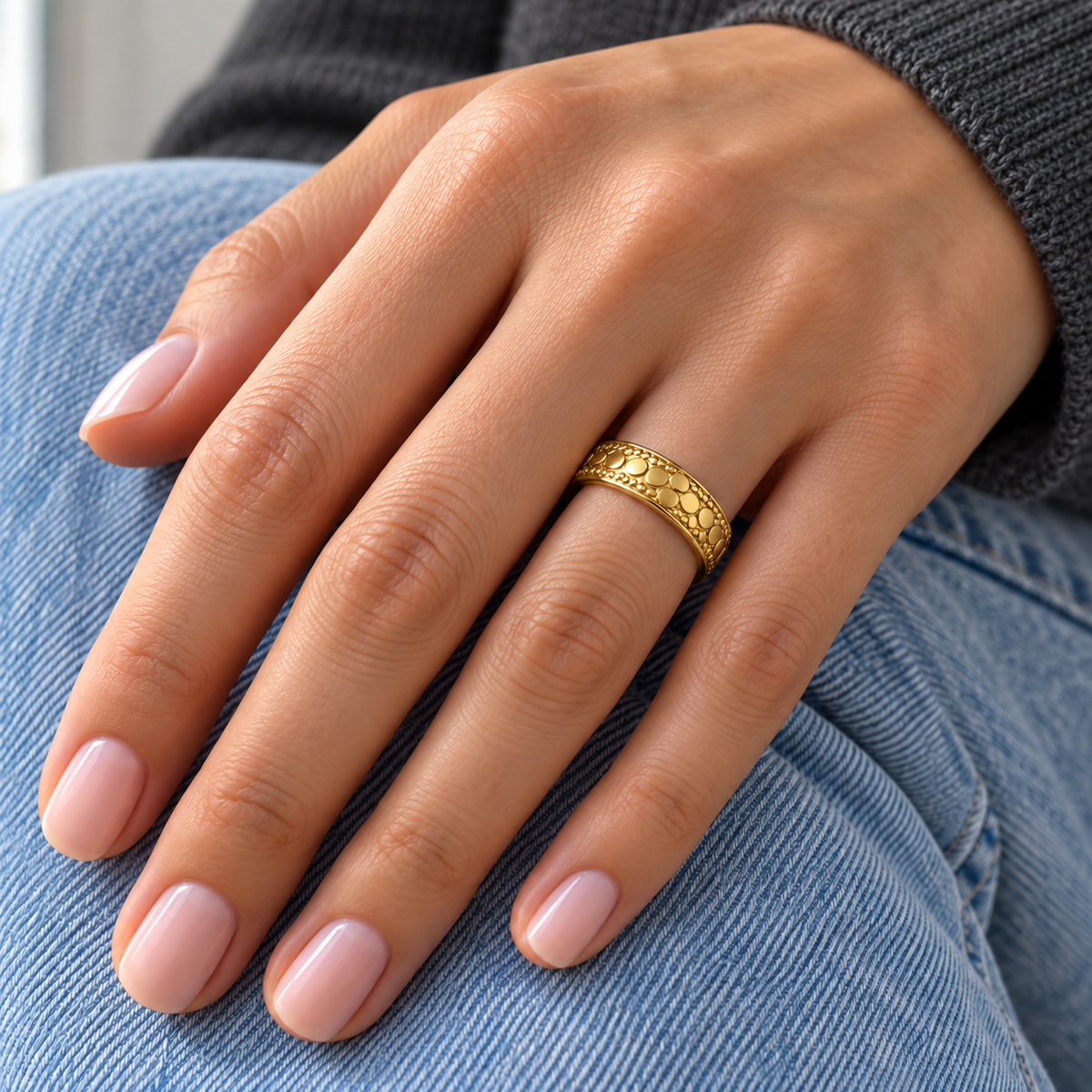 Kaia Ring — try-on with modern dark clothing