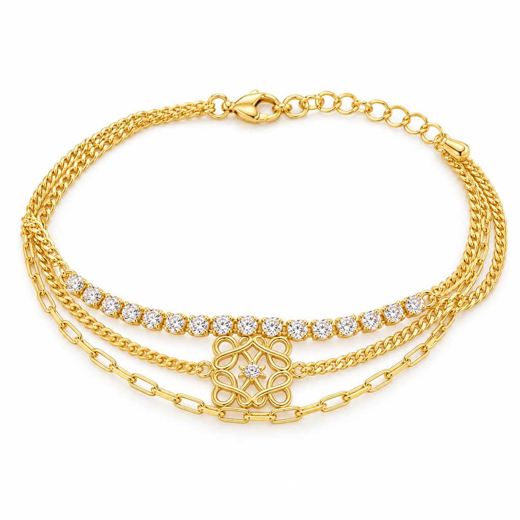 Celestial Layers Bracelet — full bracelet on white background