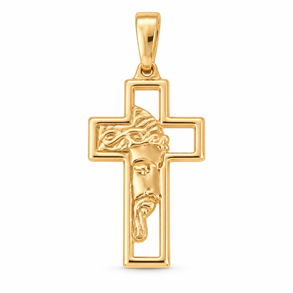 Classic Cross Charm - 18K Gold Filled, high-definition close-up on white