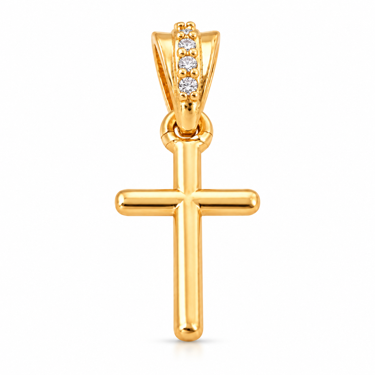 Classic Cross Pendant - 18K Gold Filled, high-definition close-up on white