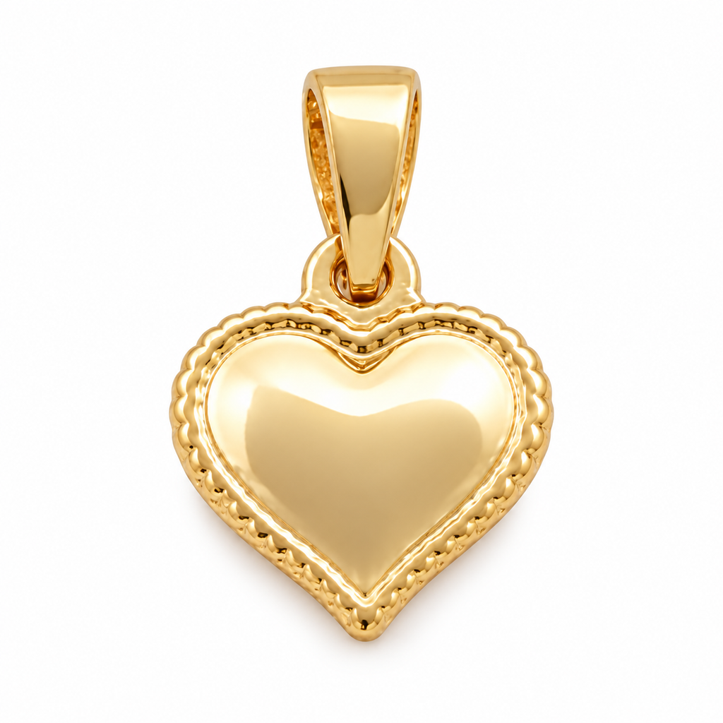 Classic Heart Charm - 18K Gold Filled, high-definition close-up on white