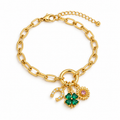 Clover Charm Paperclip Bracelet — main