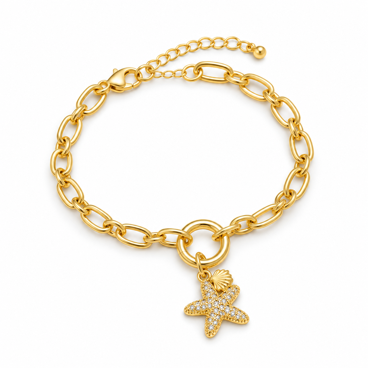 Starfish Charm Paperclip Bracelet — main