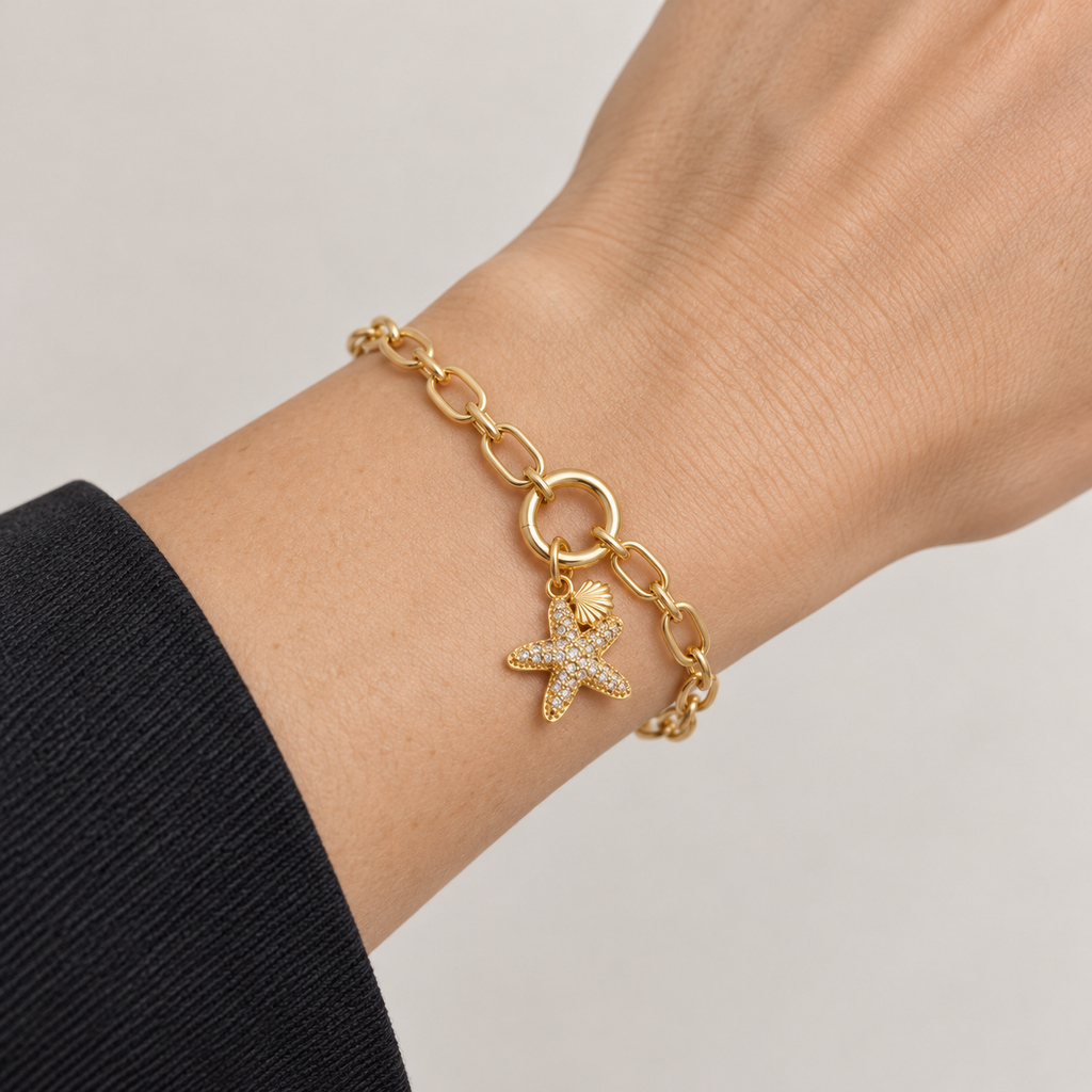 Starfish Charm Paperclip Bracelet — tryon