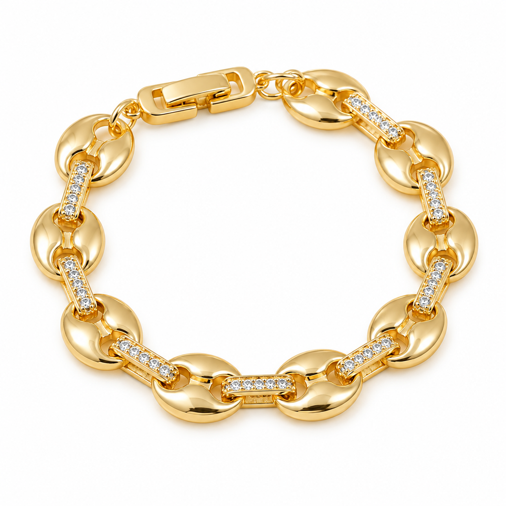 Coffee Bean Link Bracelet — full bracelet on white background